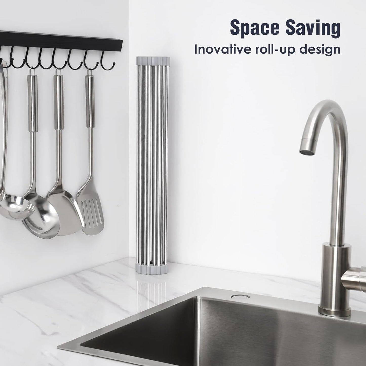 Tomorotec 21" x 15.5" Roll Up Dish Drying Rack Over Sink Drying Rack Sink Cover Kitchen Sink