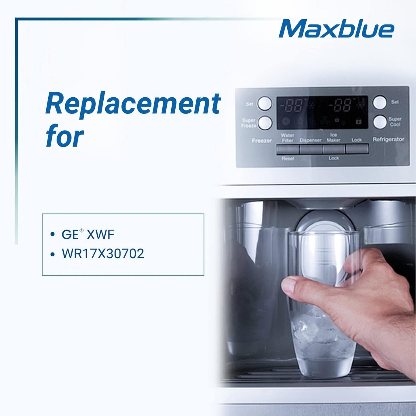 Maxblue XWF Replacement for GE® XWF, WR17X30702, NSF Certified Refrigerator Water Filter, 3 Filters