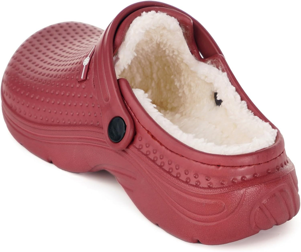 Womens Mens Fur Lined Clogs Waterproof Garden Shoes Winter Warm Fleece Lining Fuzzy House Home