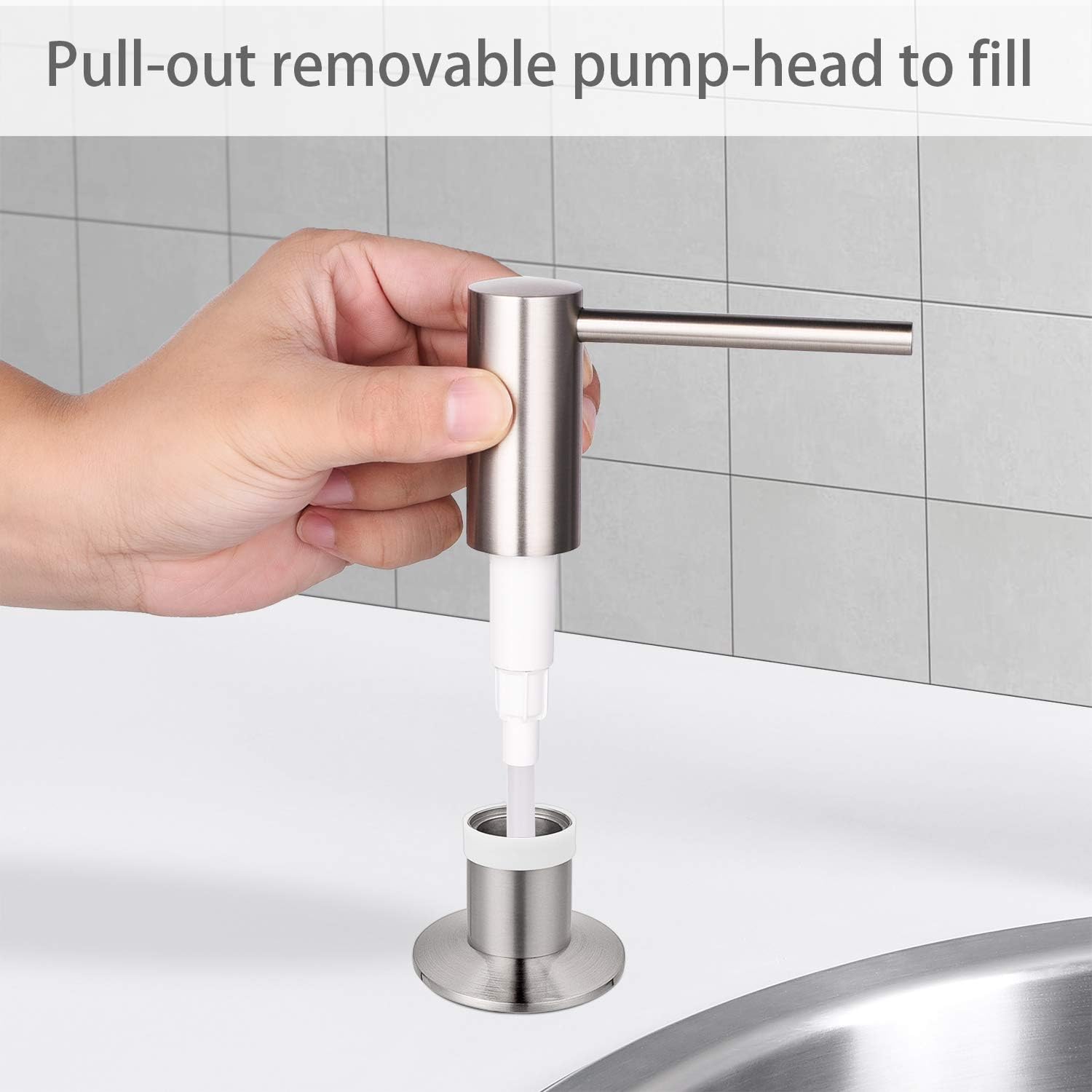 Samodra Sink Soap Dispenser, Metal Pump Head Liquid Lotion Countertop Kitchen Bathroom Soap