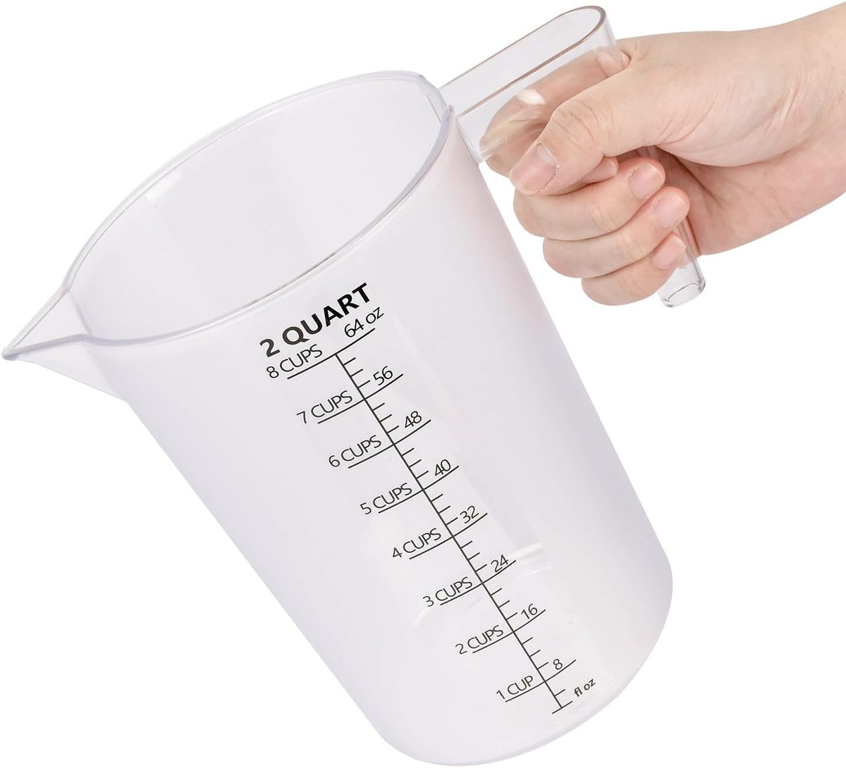 Food-Grade Plastic Measuring Pitcher – 64 Ounce & 8 Cups Measuring Cups with Handle for Liquid