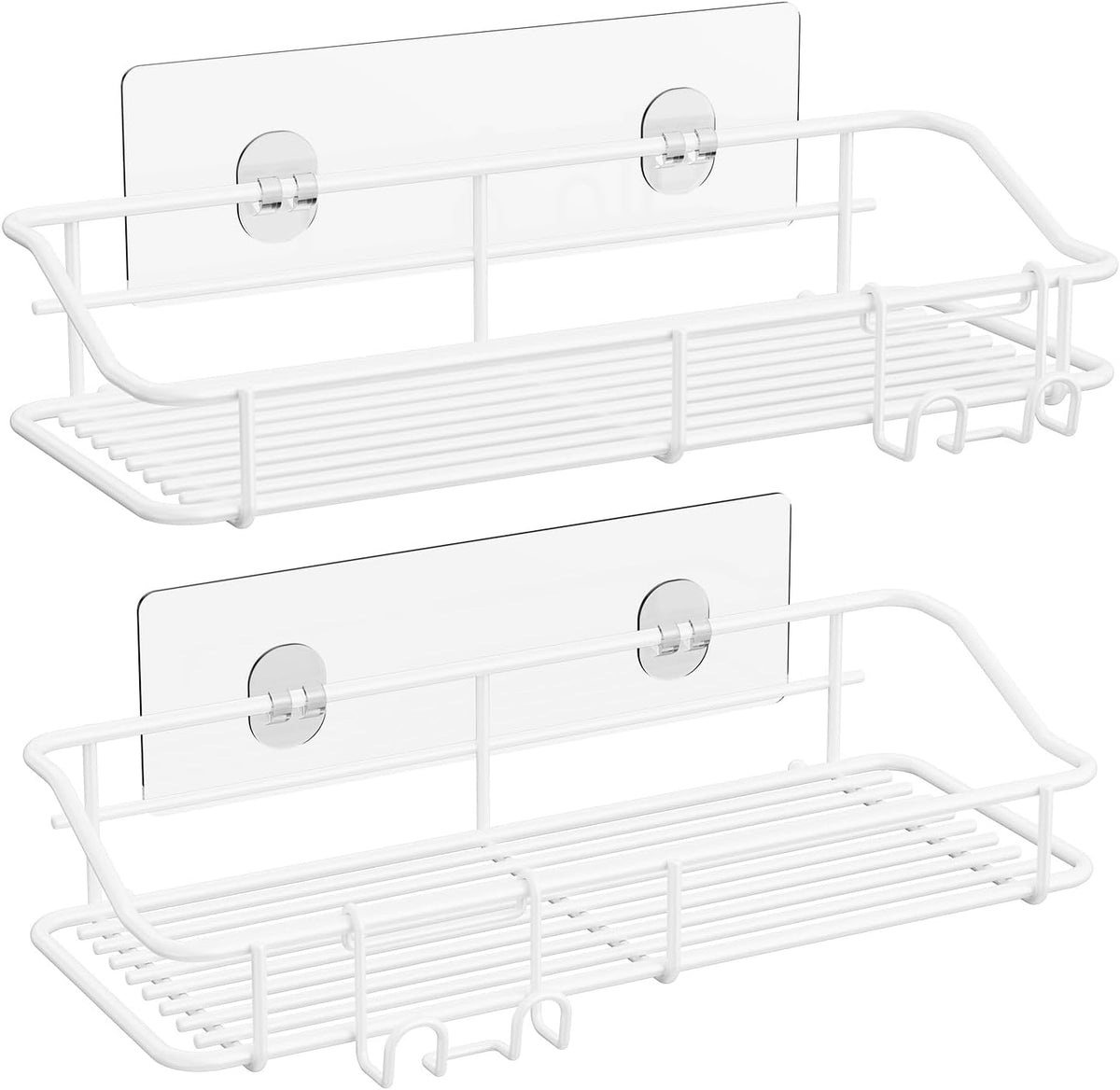 Nieifi Shower Caddy Shelf with Hooks Storage Rack Organizer Adhesive Stainless Steel Without