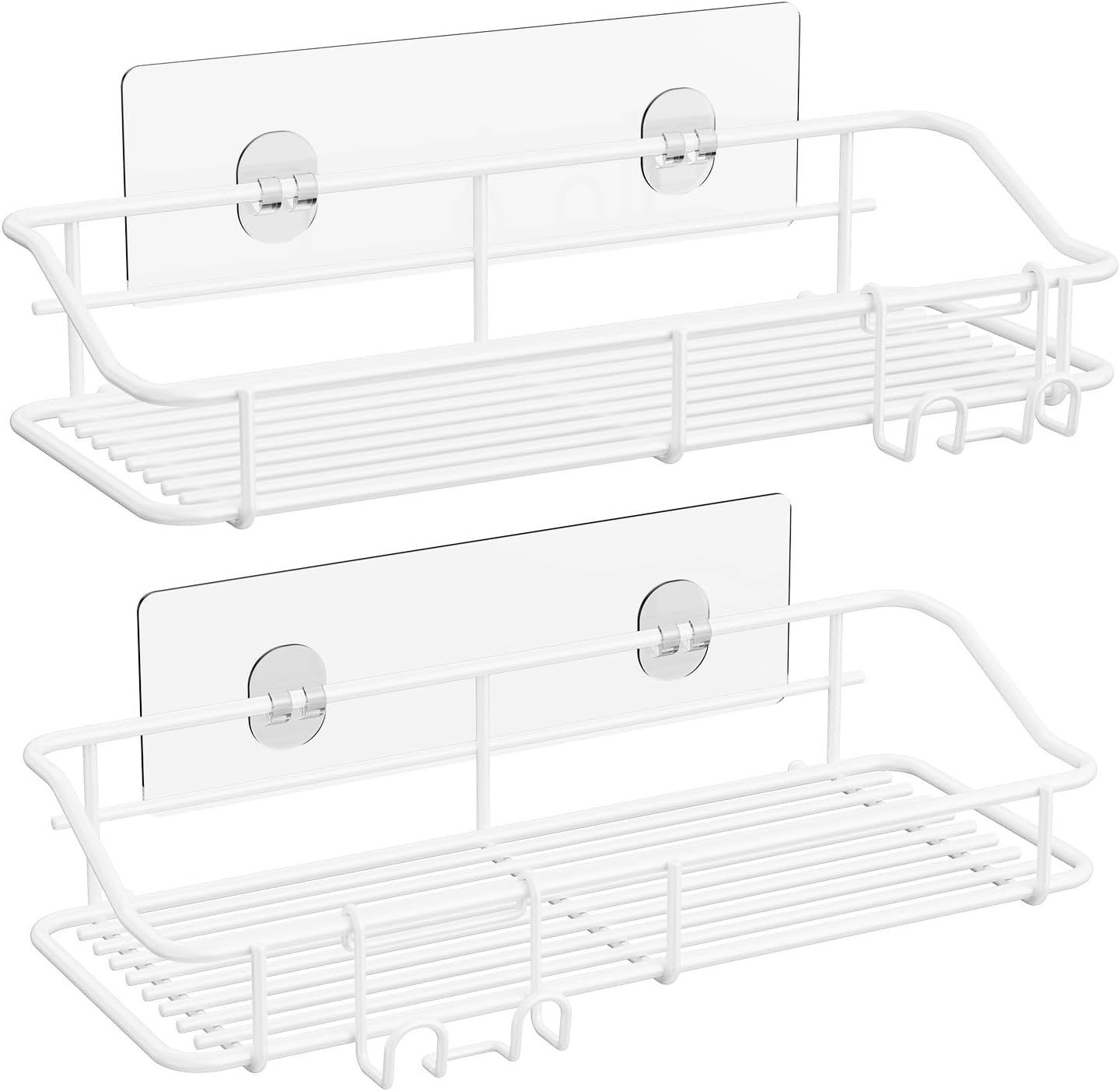 Nieifi Shower Caddy Shelf with Hooks Storage Rack Organizer Adhesive Stainless Steel Without