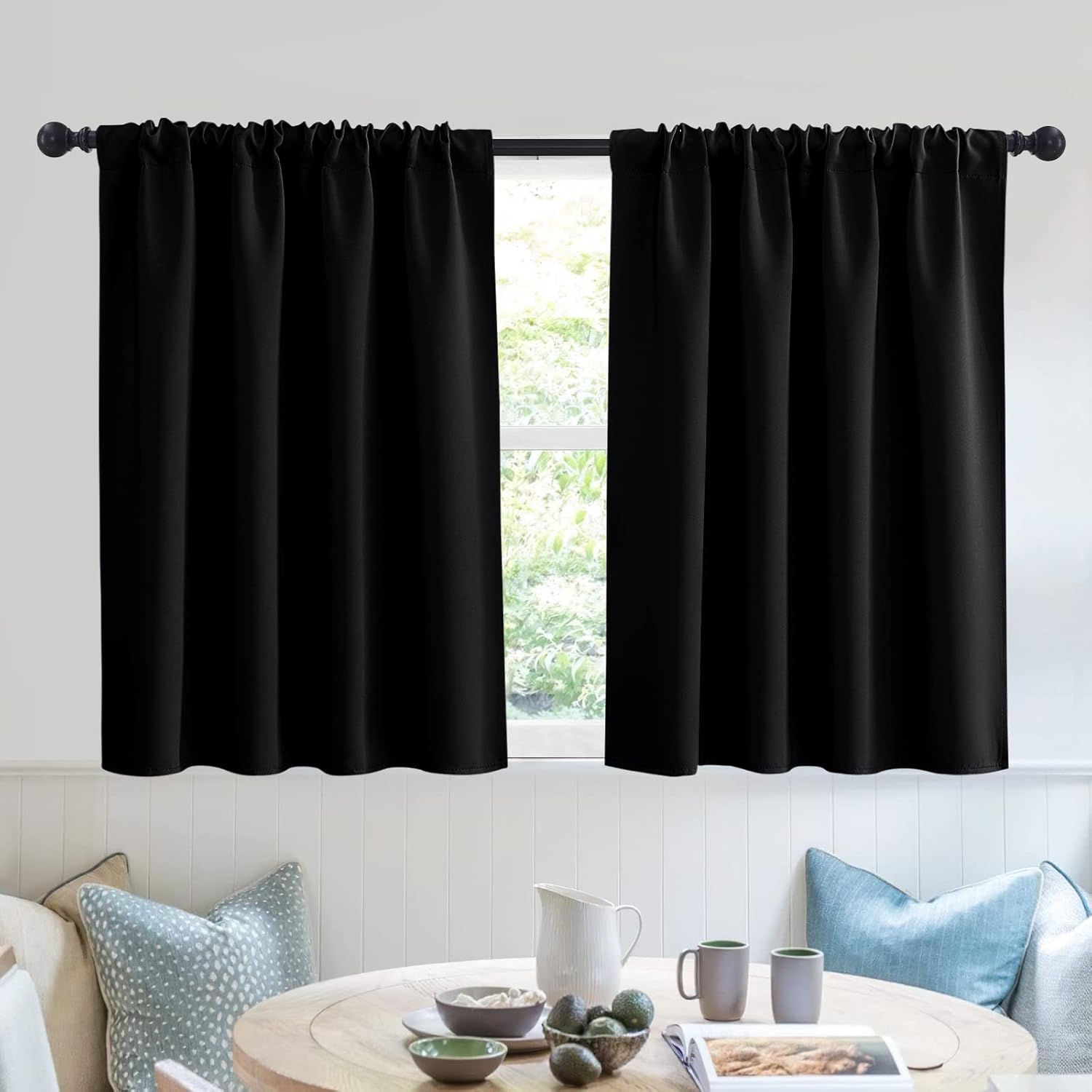 RYB HOME Blackout Curtains for Bedroom - Solid Light Block Blinds Privacy Noise Reduce Drapes for