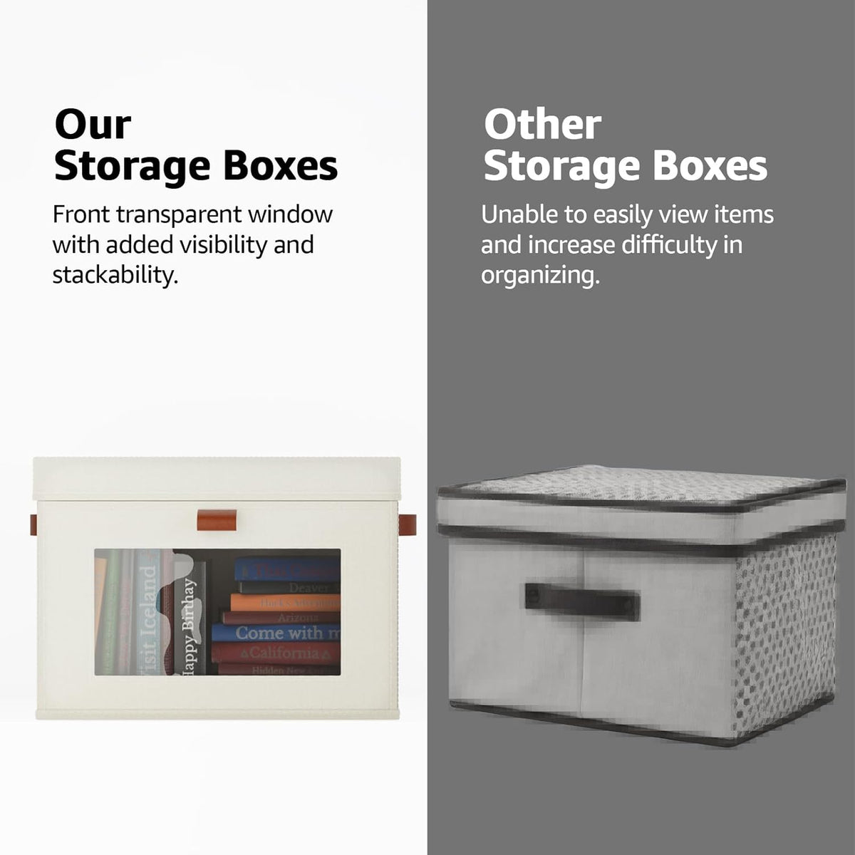 Large Storage Bins with Lids,Stackable&Collapsible Closet Storage Bins,Oxford Fabric Organizer Box