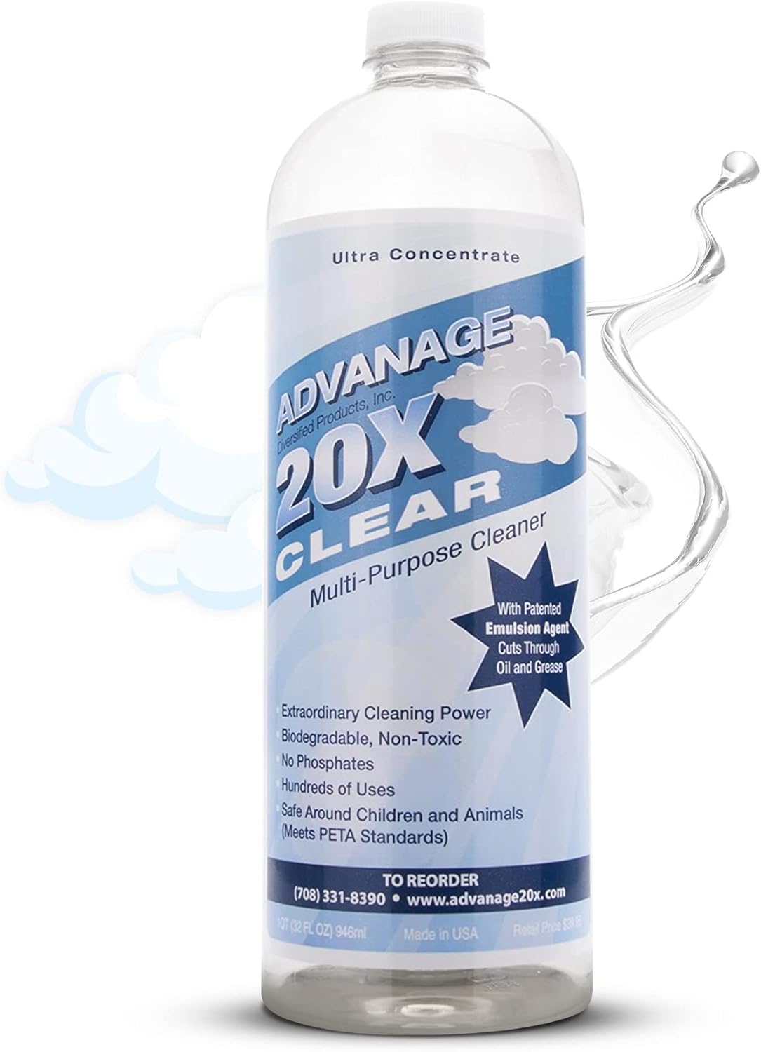 All Purpose Cleaner Concentrate - Advanage 20X The Wonder Cleaner Unscented for All Surfaces Around