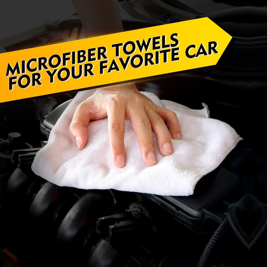 HOMEXCEL White Microfiber Cleaning Cloth 50 Pack, 12.5 x 12.5 inch Microfiber Towels for Cars