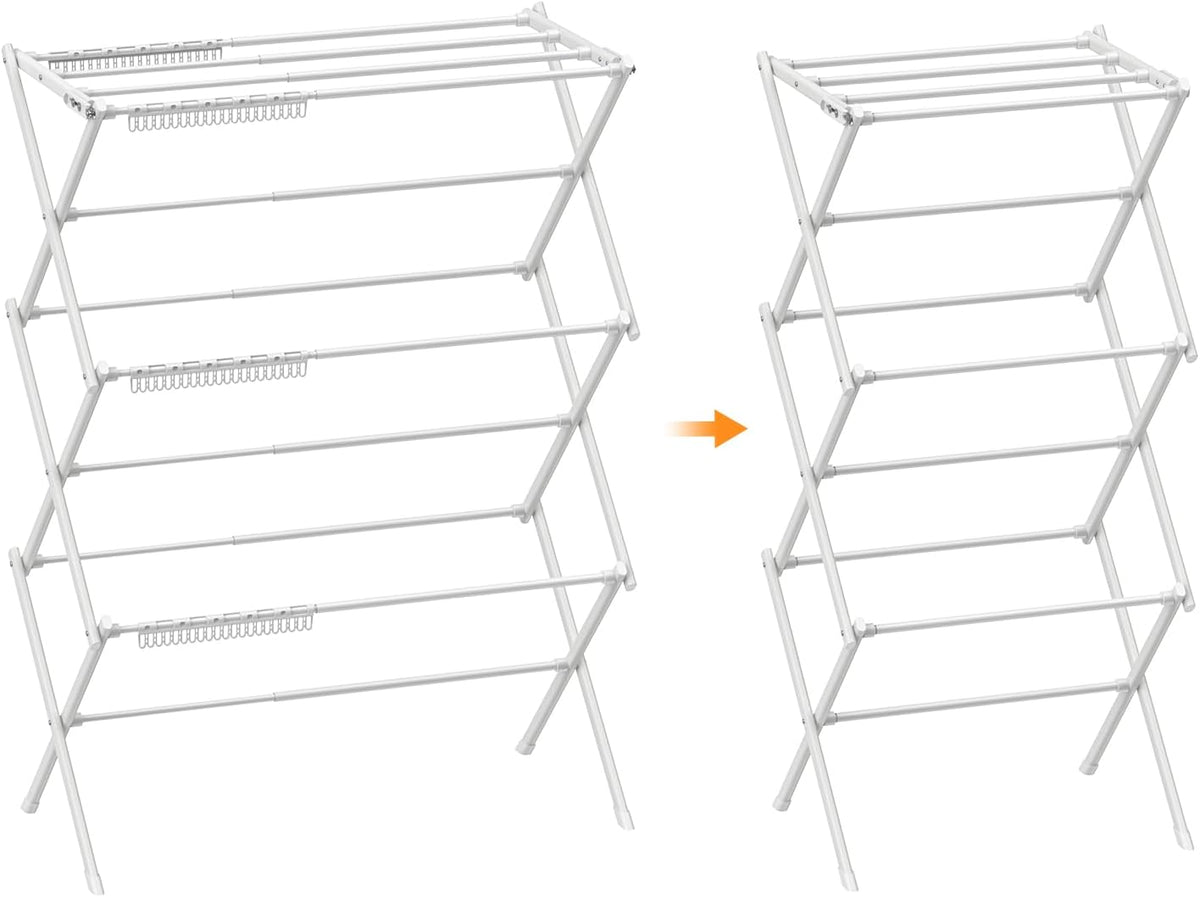 3 Tier Clothes Drying Rack,Foldable & Portable Clothing Drying Rack,Space-Saving Design, Indoor &