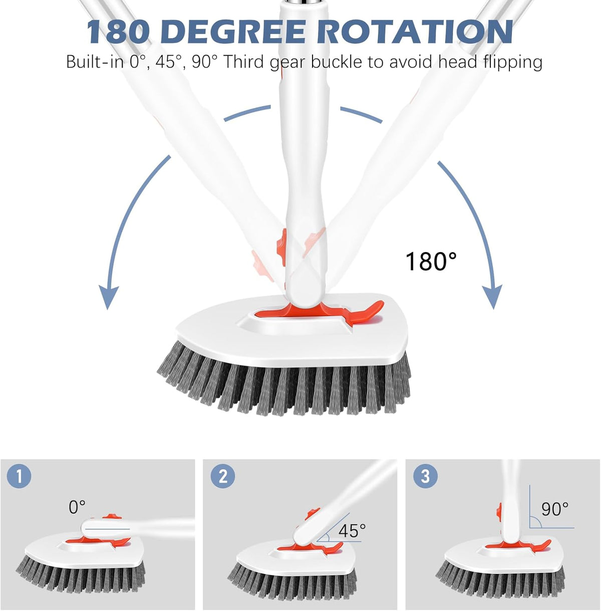 SetSail 4-in-1 Tile Tub Floor Scrubber with 52-inch Adjustable Long Handle Shower Cleaner Brush
