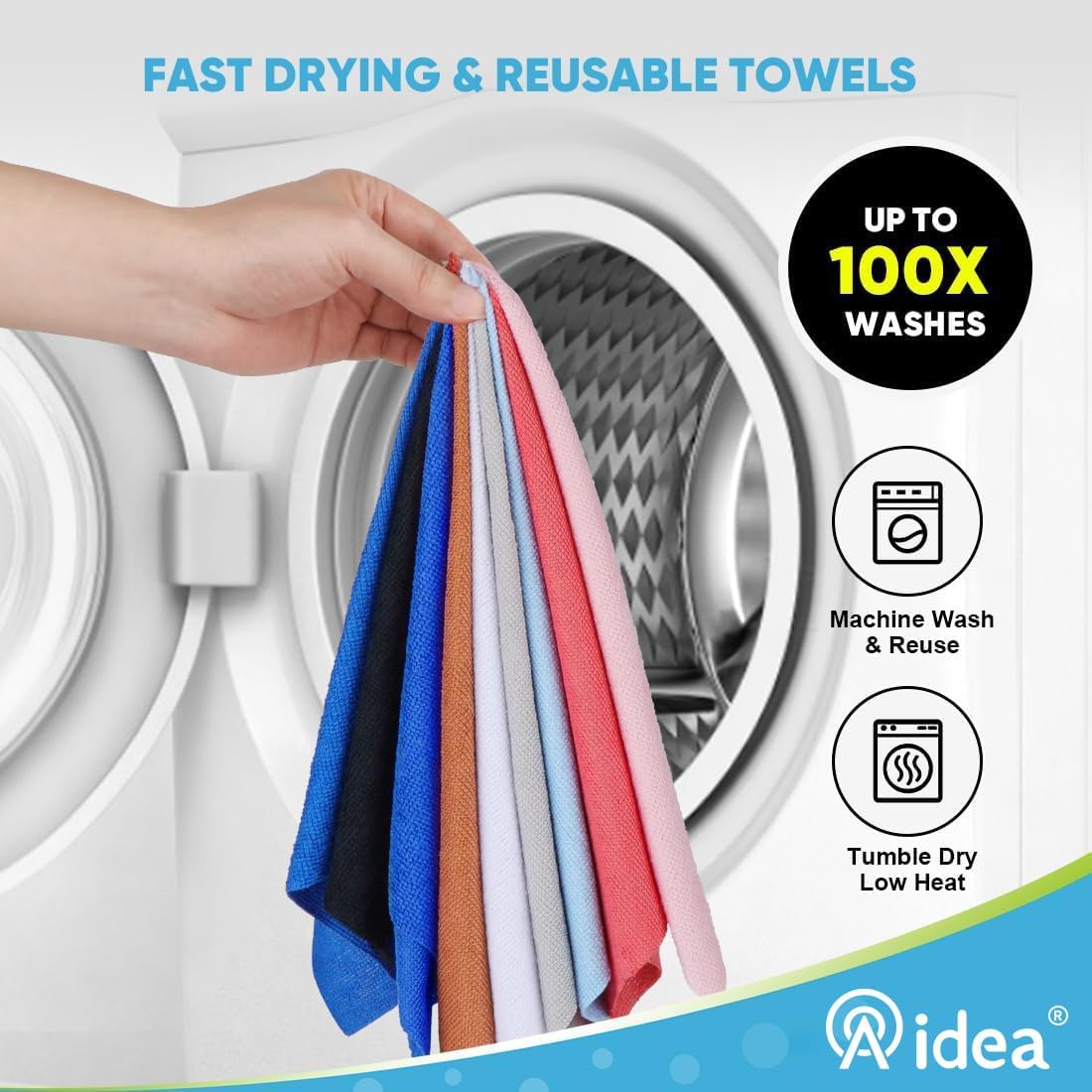 AIDEA Microfiber Cleaning Cloth Roll, Red Shop Towels 55 Sheets Washable, Microfiber Towels for