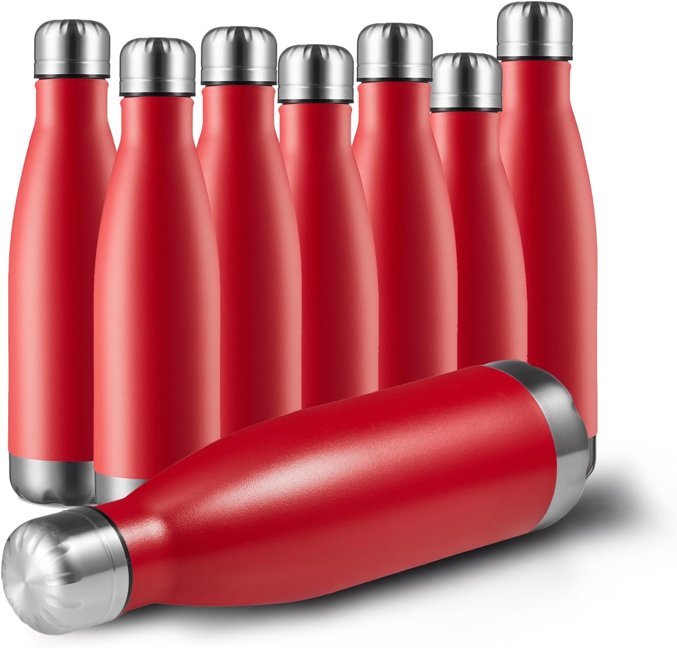 MEWAY 17oz Sport Water Bottle 8 Pack Vacuum Insulated Stainless Steel Leak-Proof Double Wall Cola