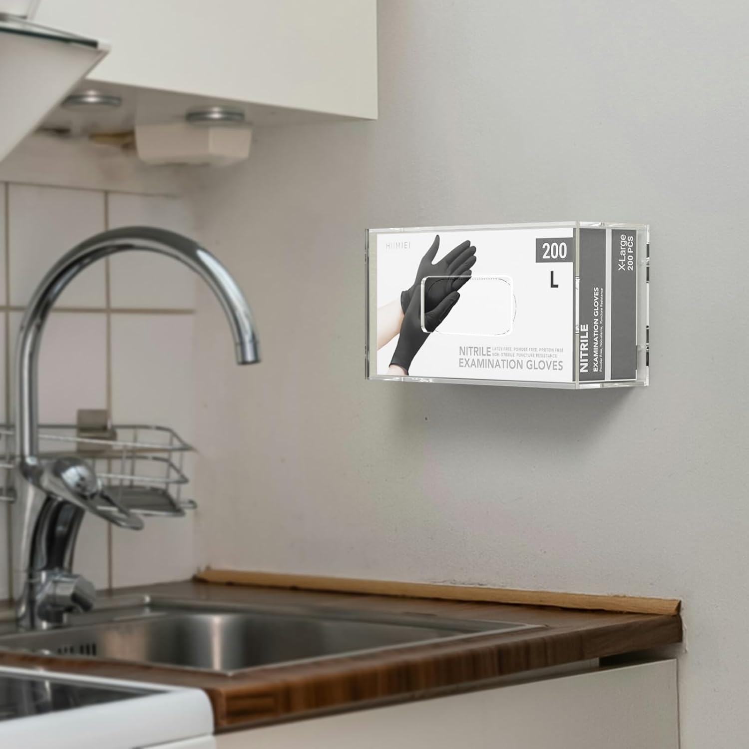 HIIMIEI Glove Holder for Wall Mount: Magnetic Gloves Box Holder, Acrylic Disposable Rubber Latex