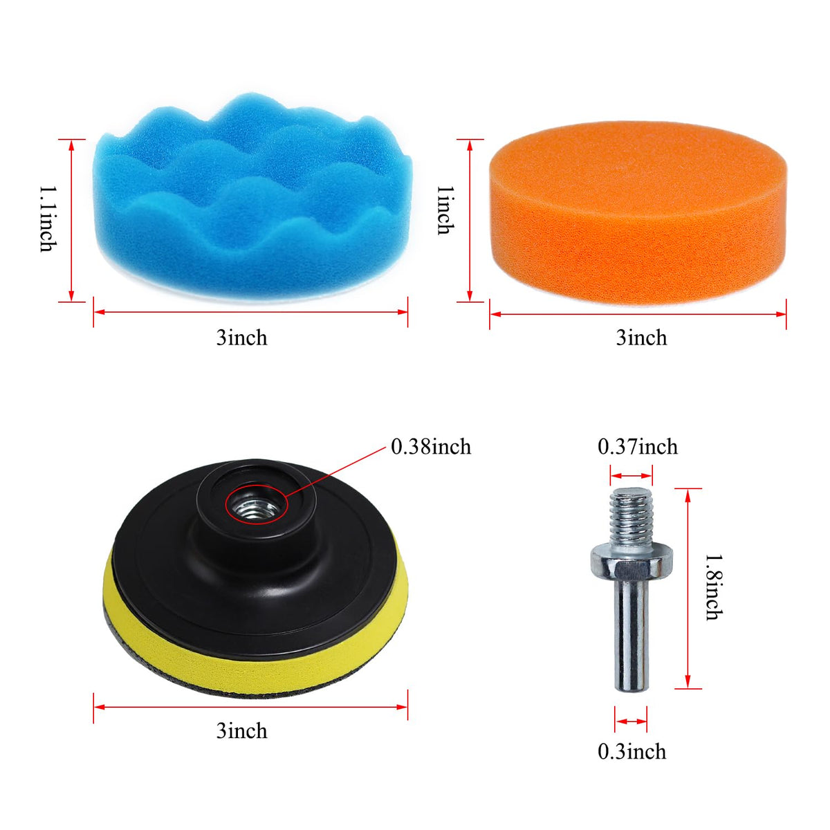 Car Polishing Buffing Kit 3Inch Drill Buffing Pad Buffing Pads, Wool Pads, Drill Attachments
