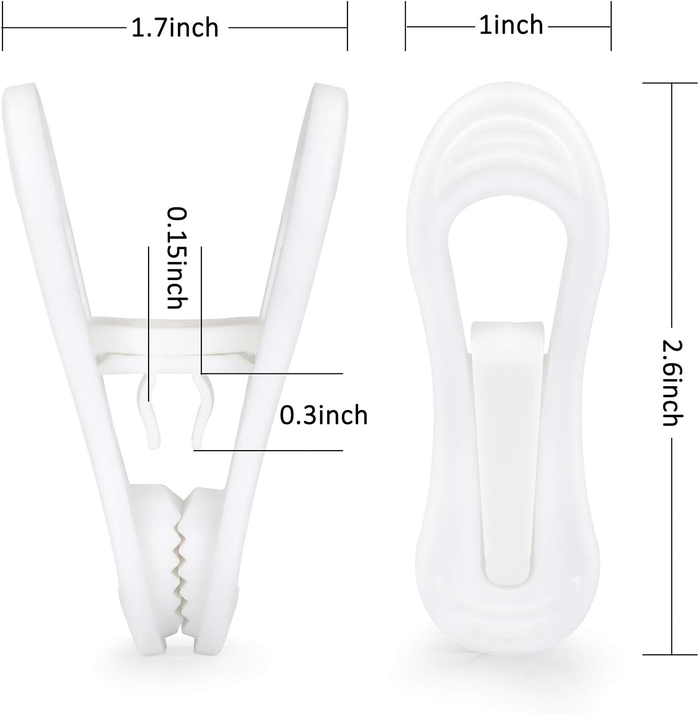 Tinfol White Plastic Hanger Clips, 24 Pack Hanger Clips- Strong Pinch Grip Finger Clips for Plastic
