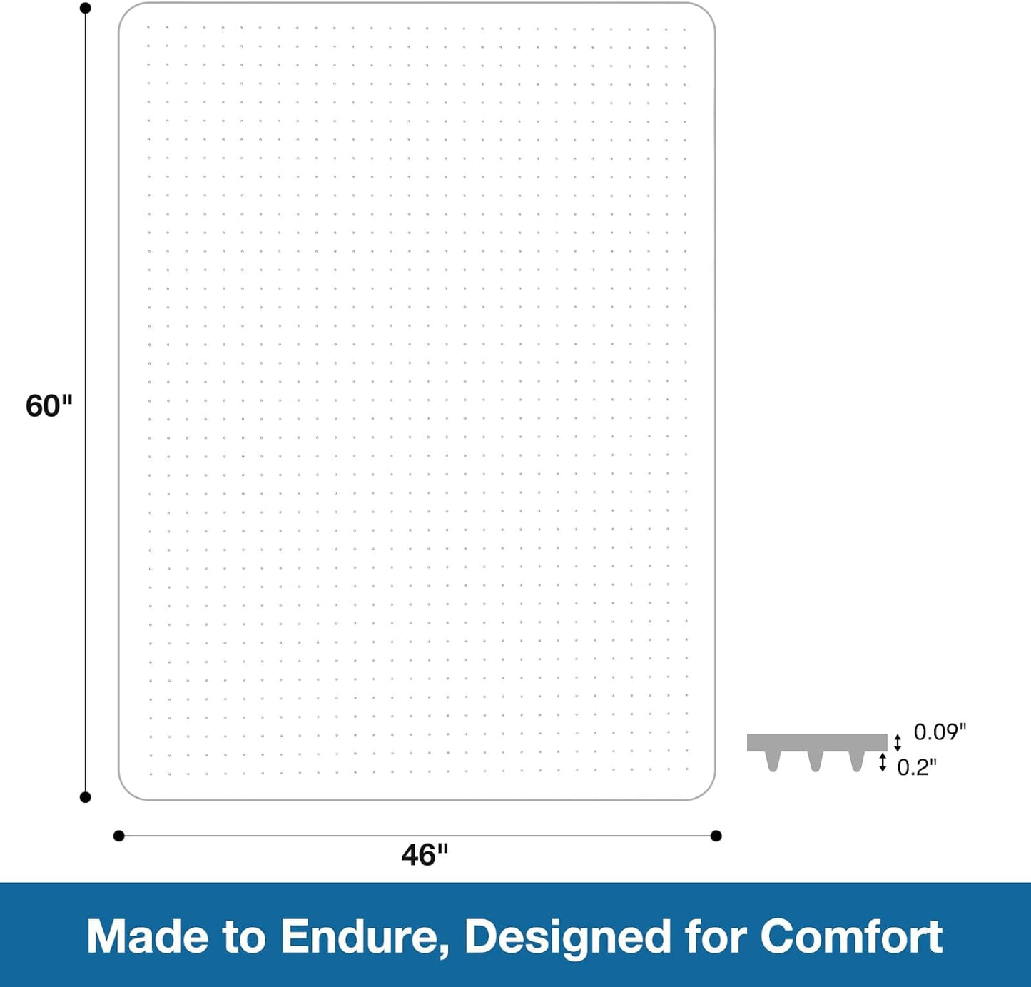 Chair Mat for Carpet, 46" x 60" Desk Chair Mat for Carpeted Floors, Non-Slip Office Vinyl Mat for