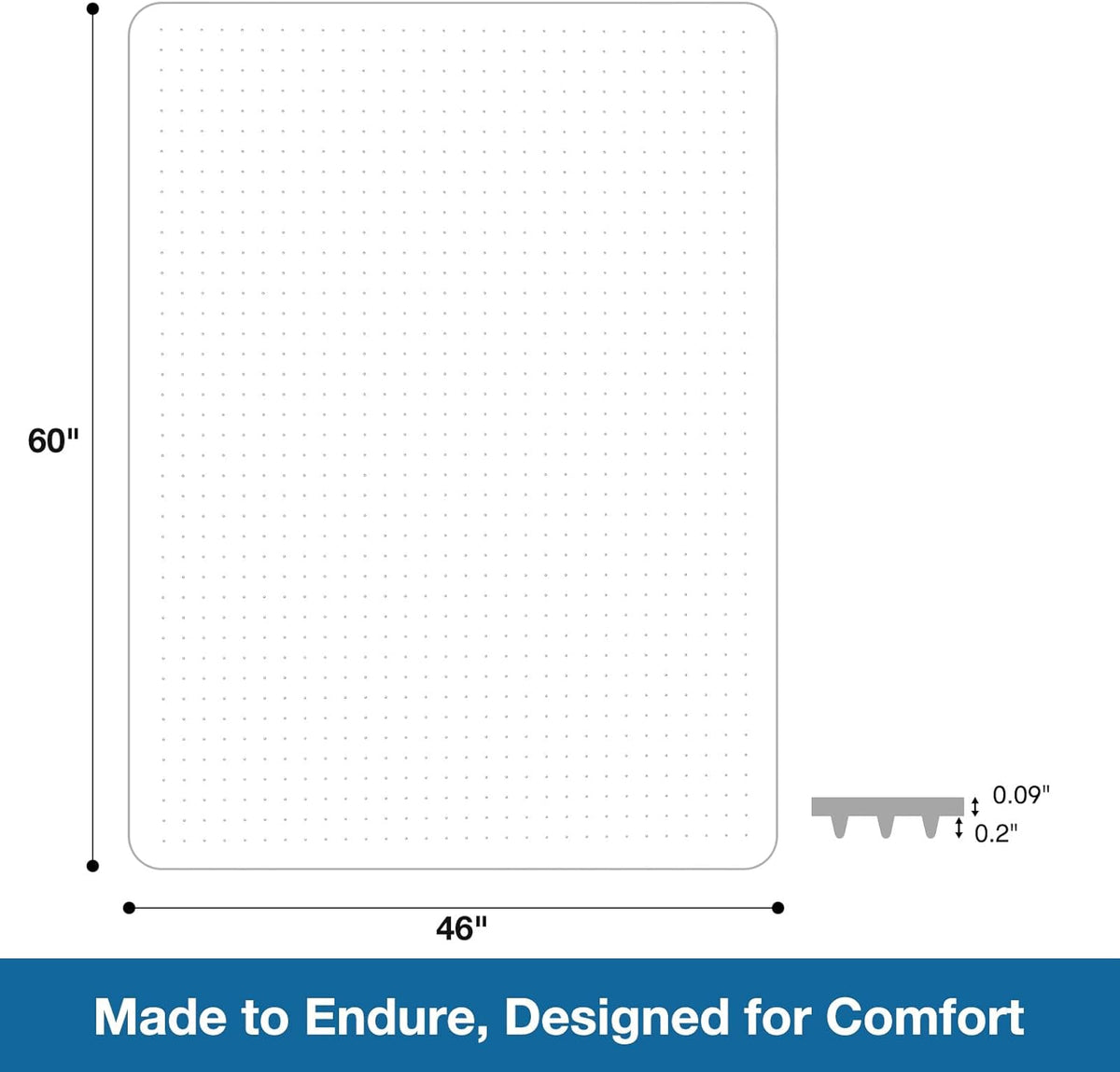 Chair Mat for Carpet, 46" x 60" Desk Chair Mat for Carpeted Floors, Non-Slip Office Vinyl Mat for