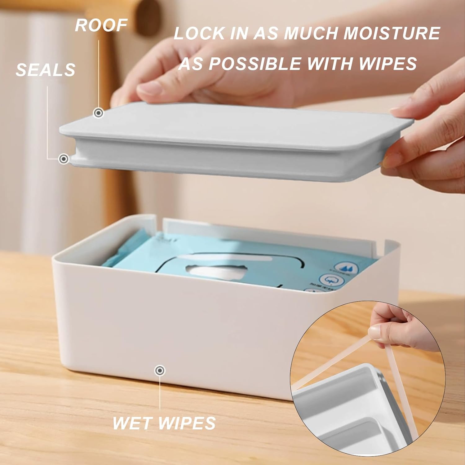 2Pcs Diaper Wipes Dispenser, Refillable Wipe Container, Wipe Container with Sealing Design Lid