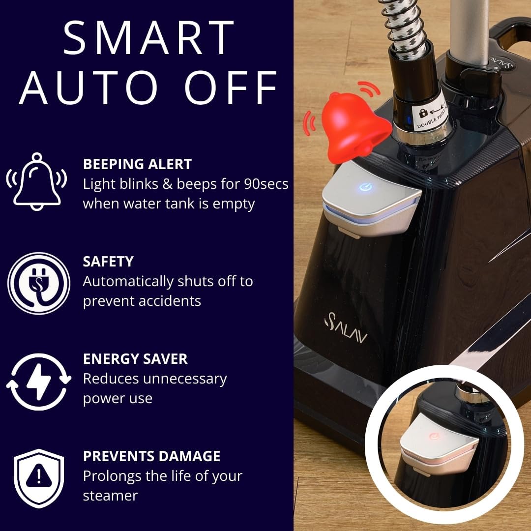 SALAV Commercial-Grade Standing Garment Steamer for Clothes with Auto-Off Safety 1800W Powerful