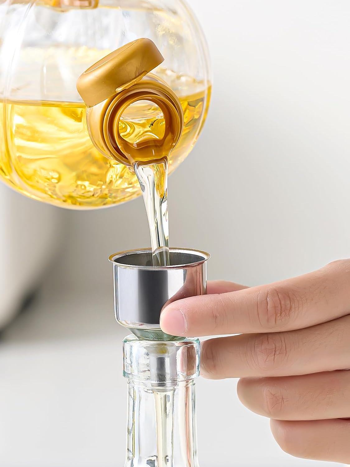 2 Pcs Olive Oil Dispenser Bottle for Kitchen,17oz Clear Glass Cooking Oil and Vinegar Dispenser