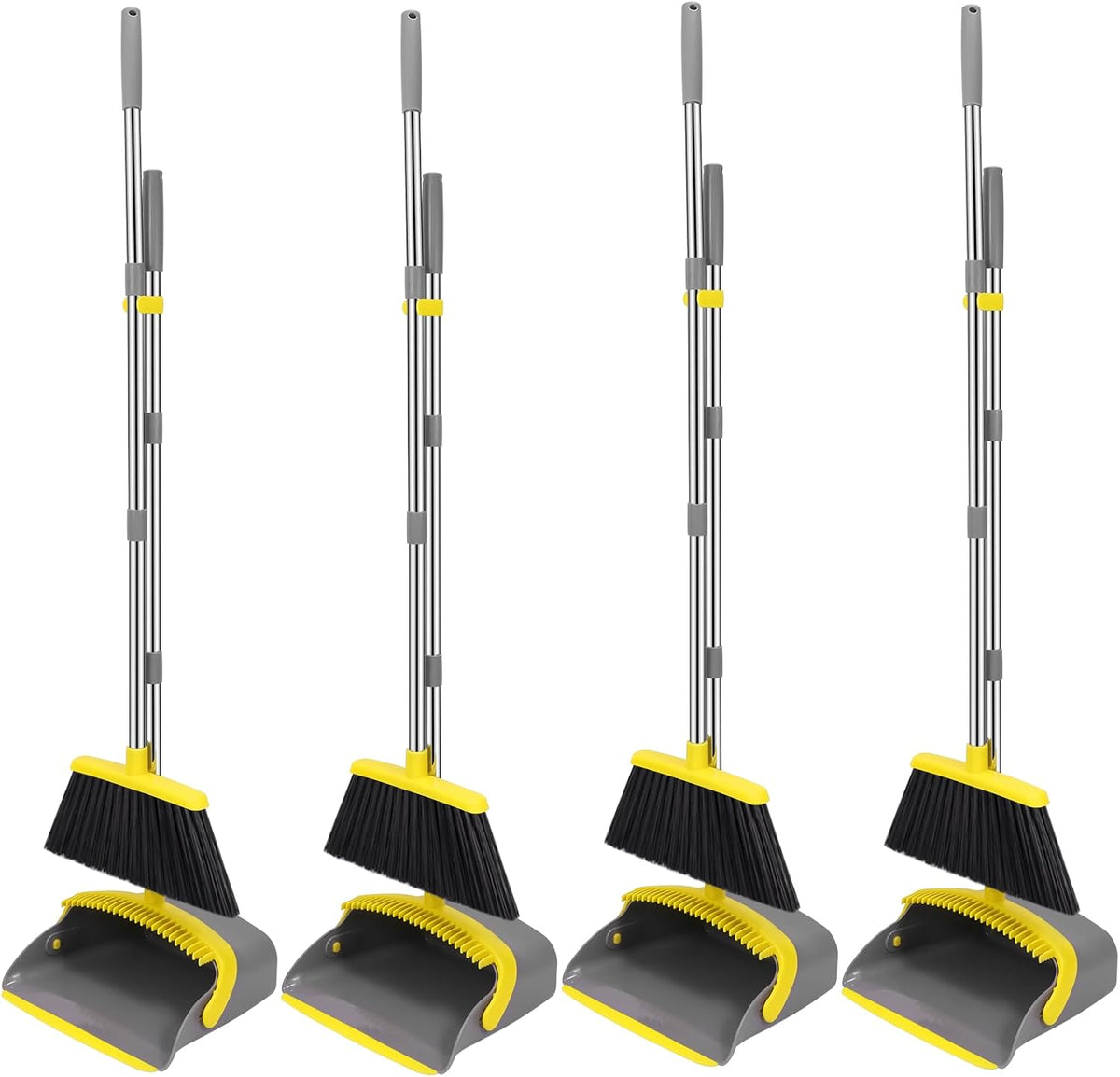 NACENA Broom and Dustpan Set, 52-in Long Adjustable Handle Broom Dustpan Combo with Dustpan Teeth