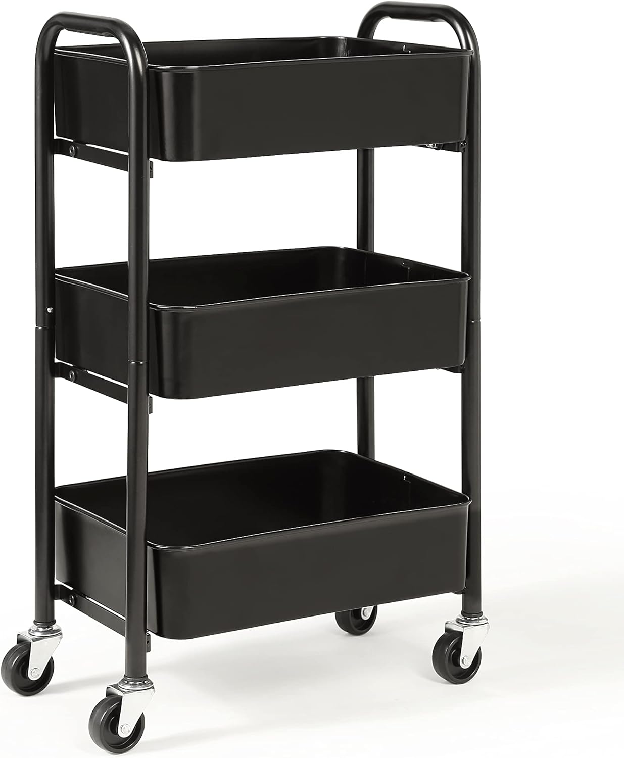 SunnyPoint 3-Tier Delicate Compact Rolling Metal Storage Organizer - Mobile Utility Cart