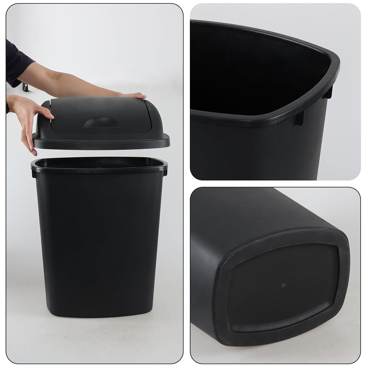 10 Gallon / 40 L Swing Lid Kitchen Trash Can, 4-Pack, Office, College, Classroom Garbage Bins