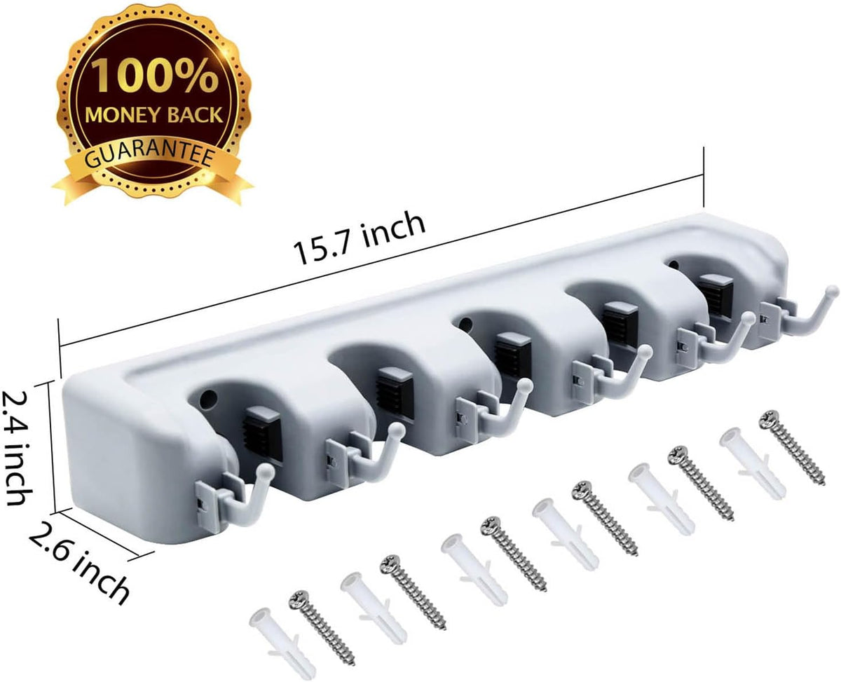 LETMY Broom Holder Wall Mounted - Mop and Broom Hanger Holder - Garage Storage Rack & Garden Tool