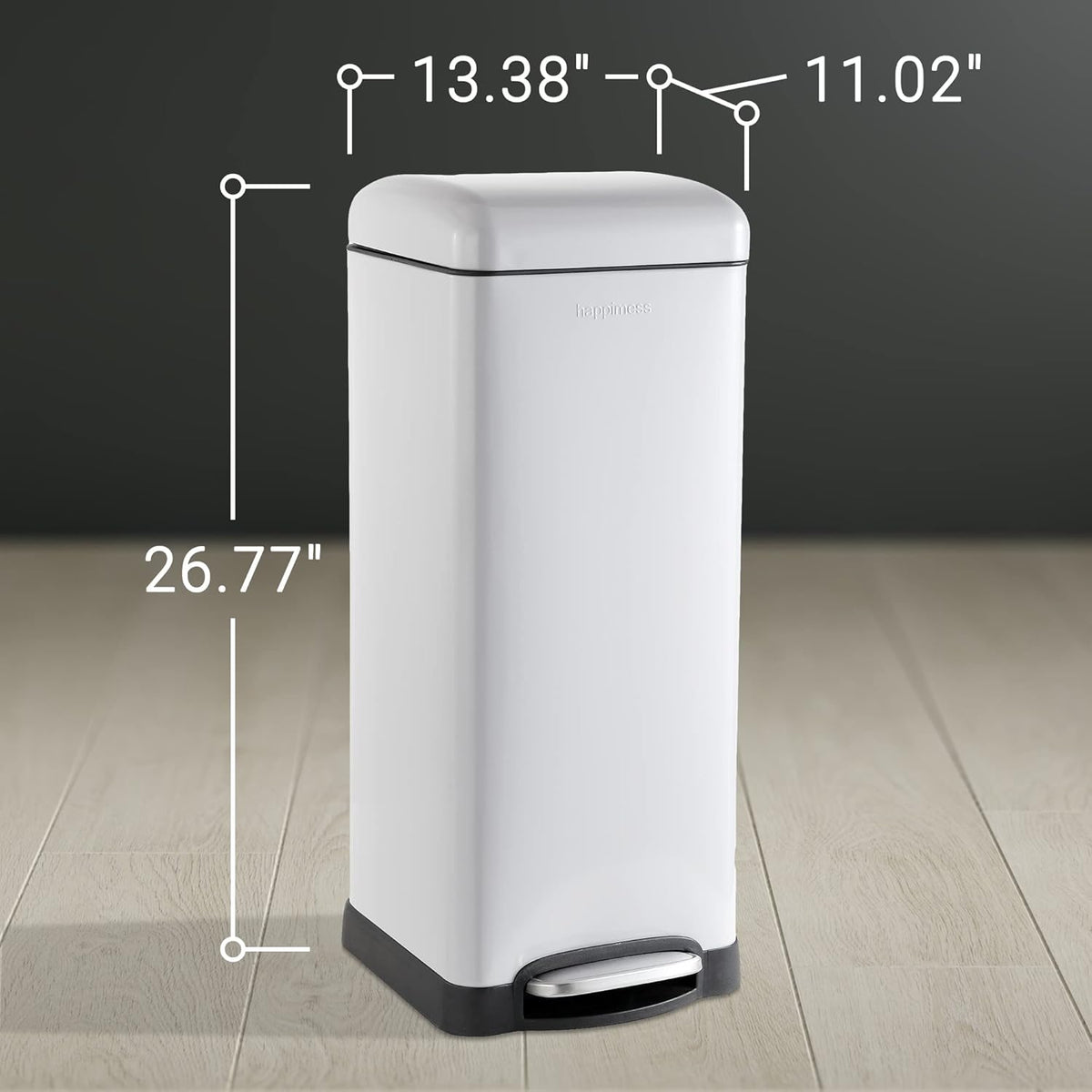 happimess HPM1007C Betty Retro 8-Gallon Step-Open Trash Can with Soft-Close Lid, Fingerprint
