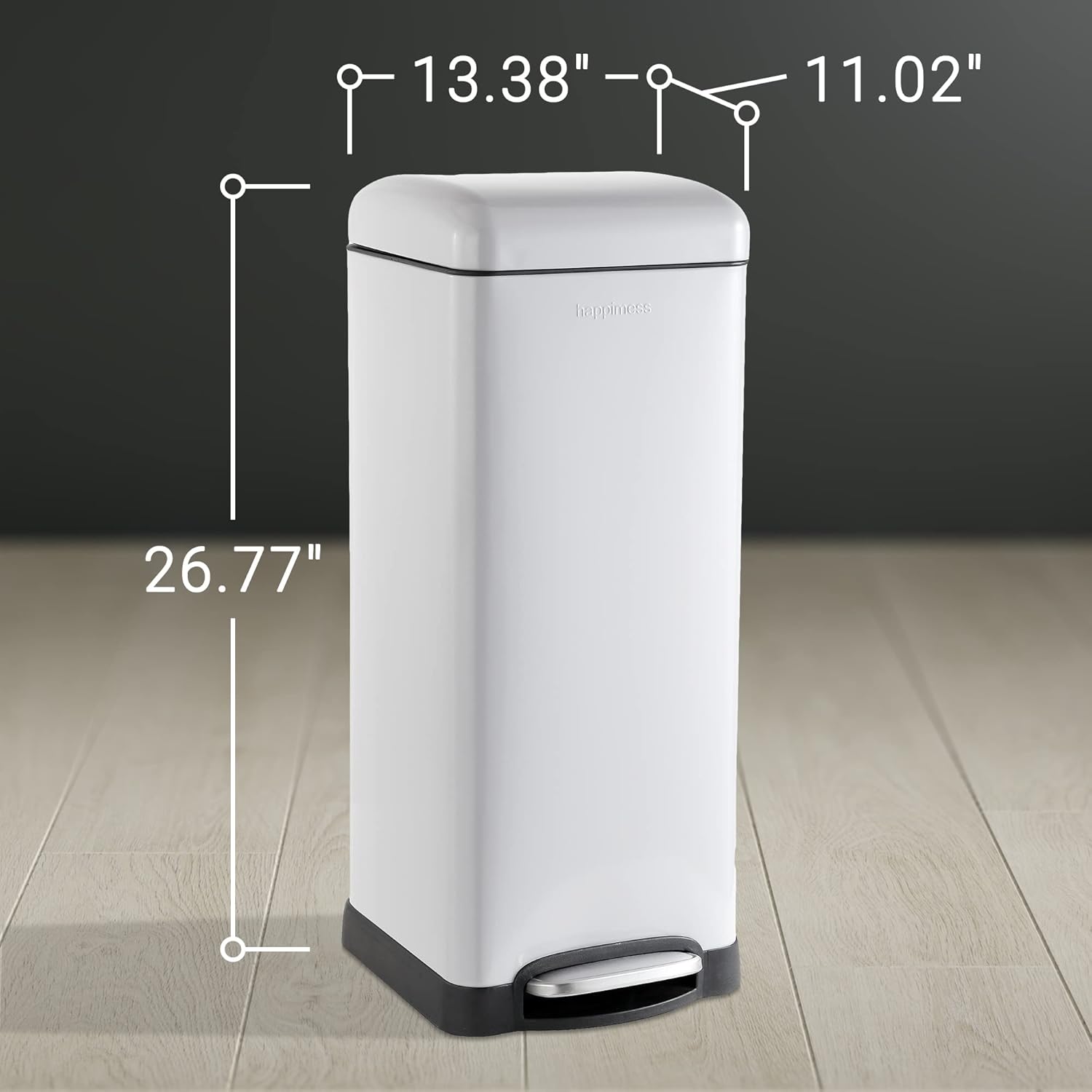 happimess HPM1007C Betty Retro 8-Gallon Step-Open Trash Can with Soft-Close Lid, Fingerprint