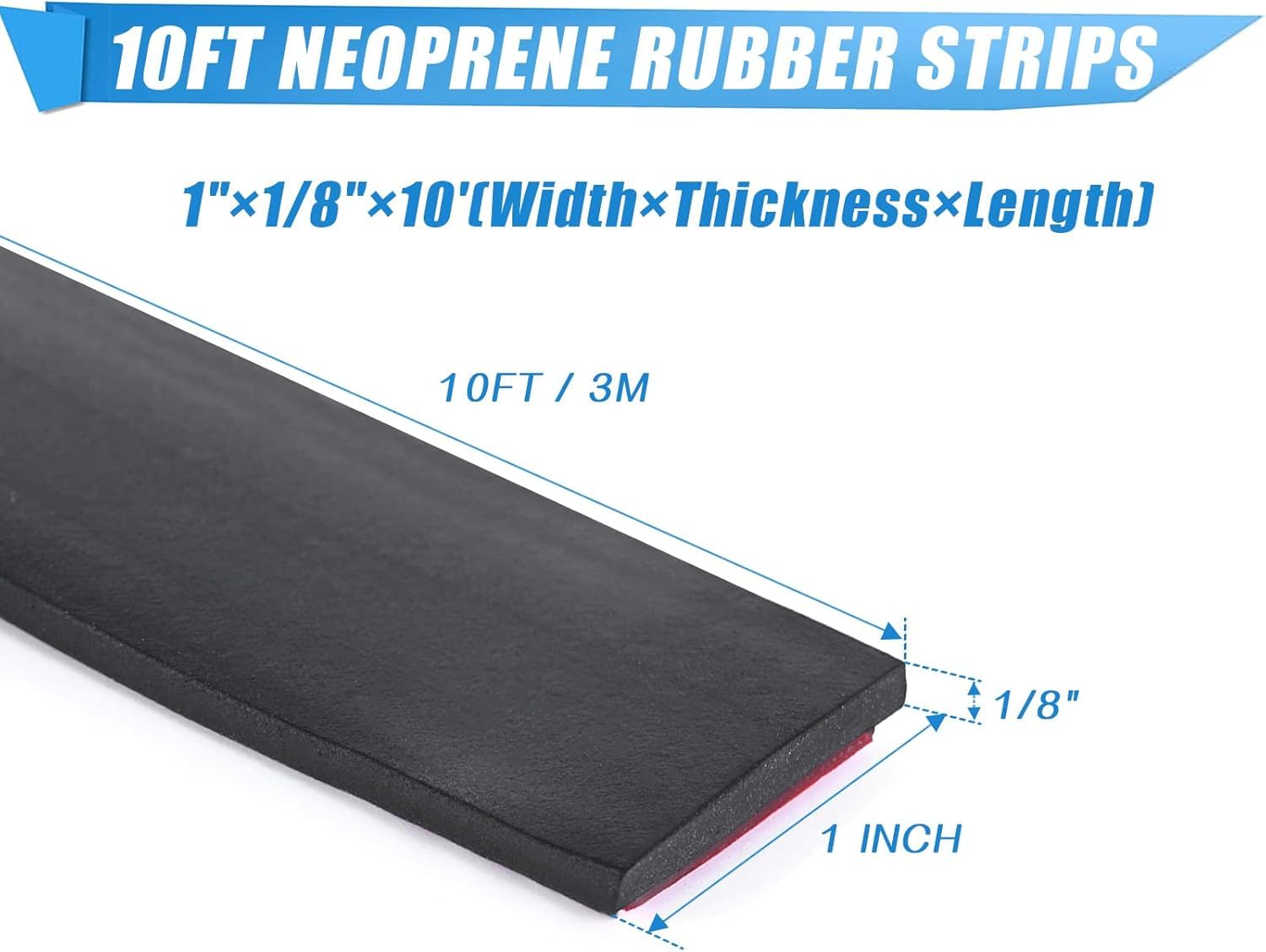 Neoprene Adhesive Rubber Strips, Sheets, Rolls With Self-Stick Backing - Seal Gasket for Matting