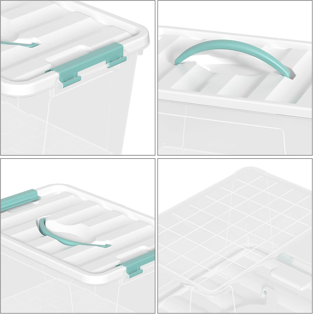 Xyskin 14 Quart Clear Storage Bins with Lid and Green Handle, Storage Latch Box/Bin Organizing