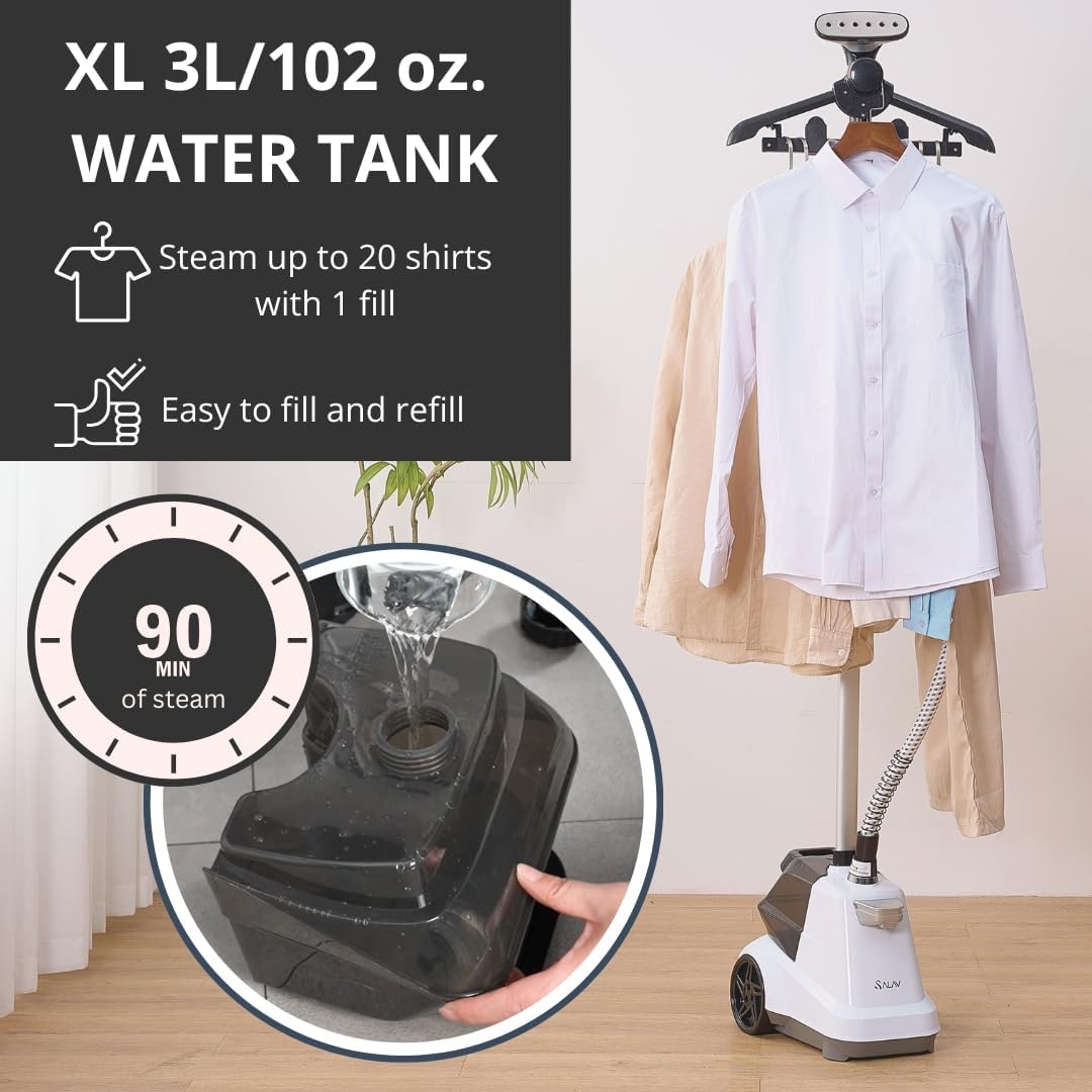 SALAV® Heavy Duty Smart Auto Shut-off Commercial Full-Size Garment Steamer, Beeping Alert when