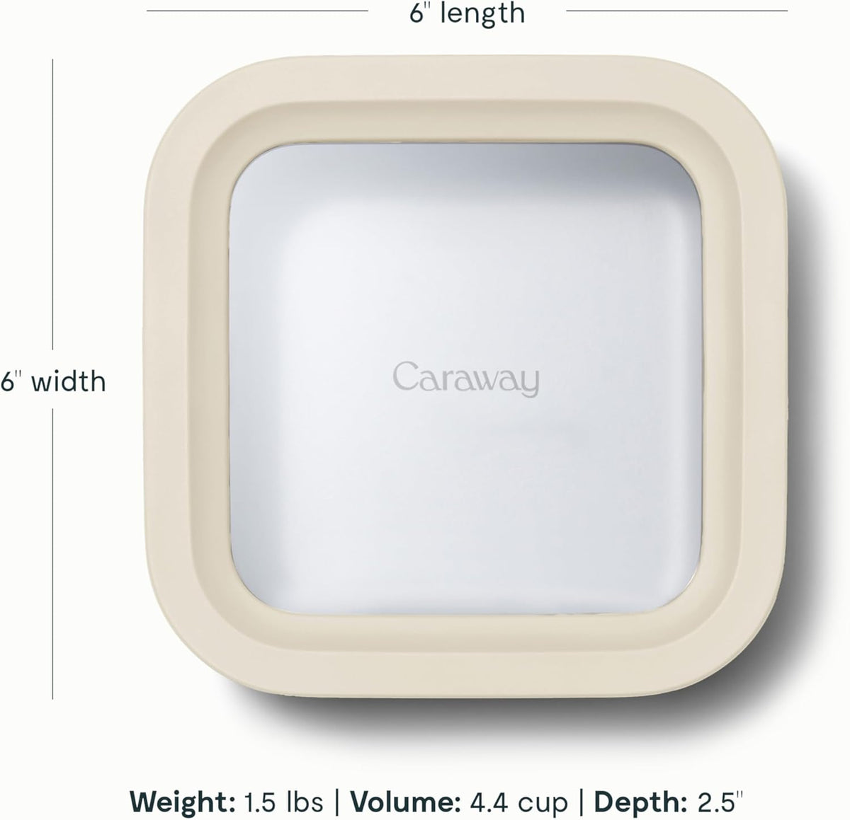 Caraway 6pc Glass Food Storage Set – 4.4 Cup Food Containers (6) - Ceramic Coated - Non Toxic, Non