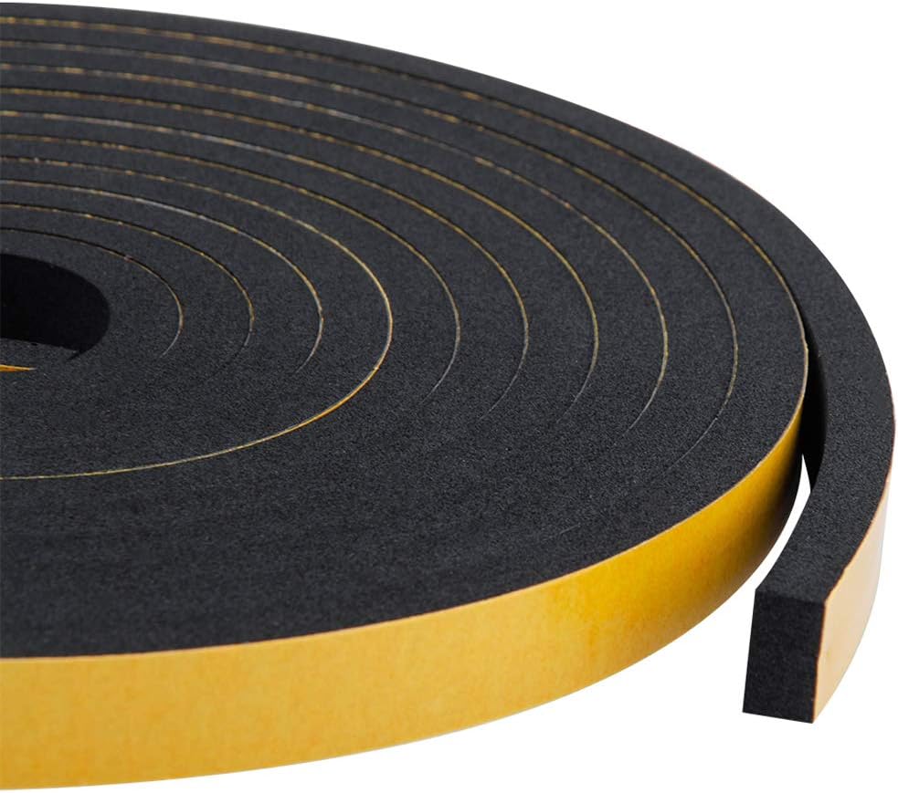 Neoprene Weather Stripping 2-Pack, 1/2 Inch Wide X 1/4 Inch Thick, High Density Foam Tape for Doors