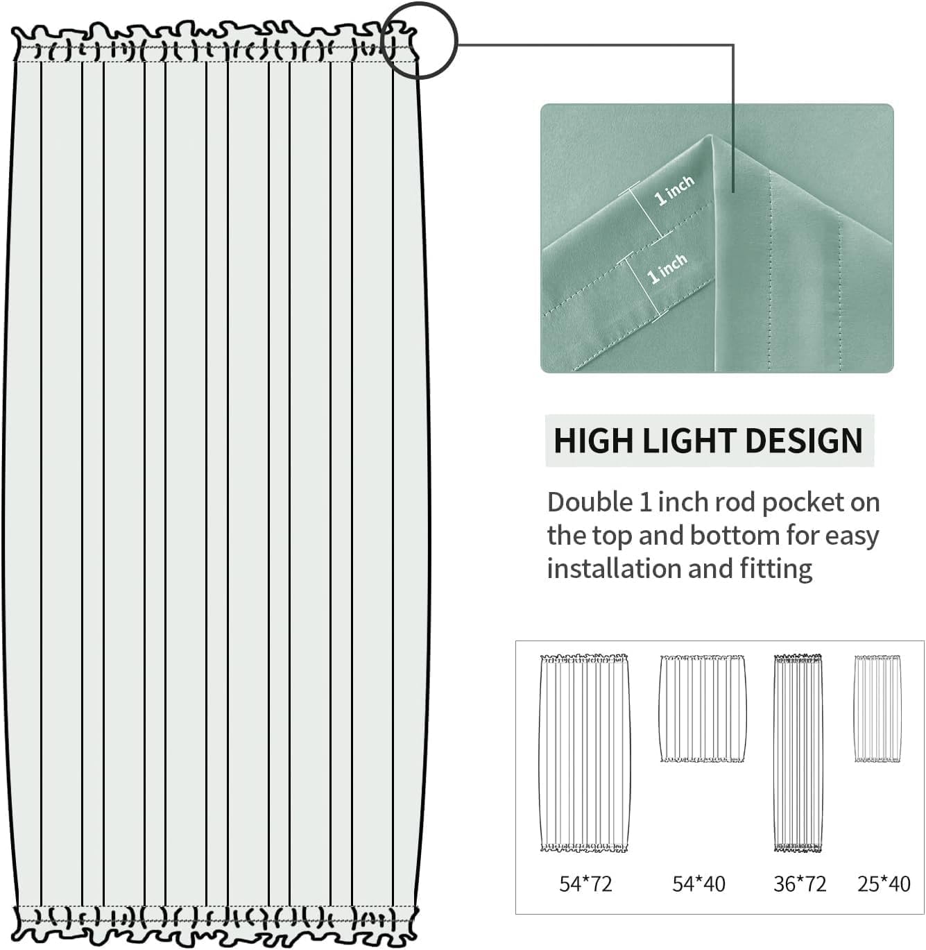 DWCN French Door Curtains – Rod Pocket Thermal Blackout Curtain for Doors with Glass Window