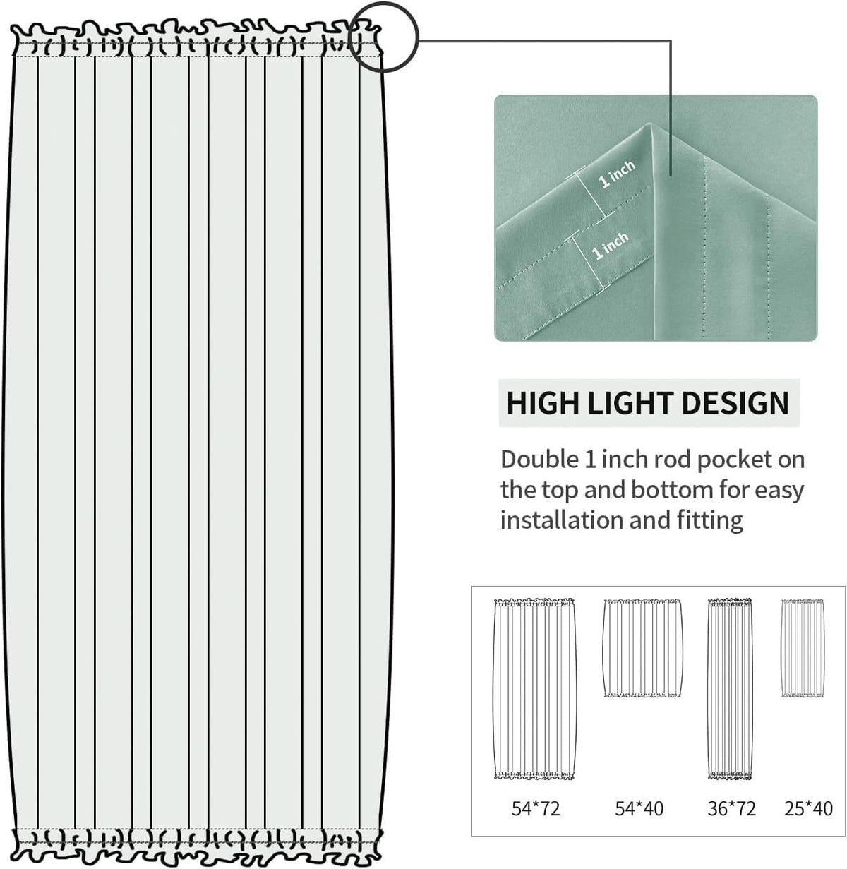DWCN French Door Curtains – Rod Pocket Thermal Blackout Curtain for Doors with Glass Window