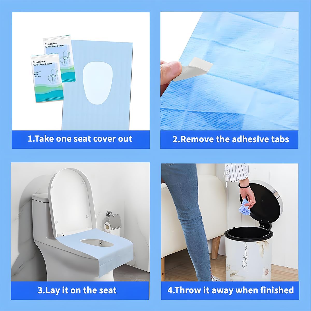 500-Pack XL Disposable Toilet Seat Covers, 16 × 24 inches Waterproof Individually Wrapped, Travel