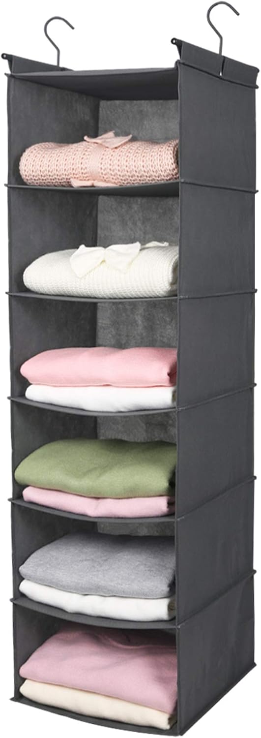MAX Houser 6 Tier Shelf Hanging Closet Organizer, Closet Hanging Shelf with 2 Sturdy Hooks for