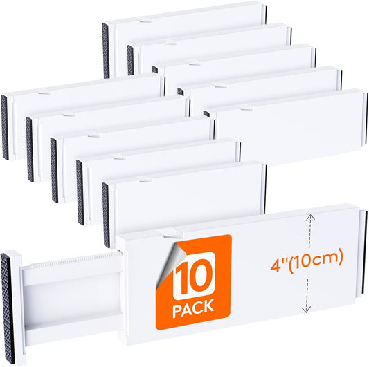 Lifewit 10 Pack Drawer Dividers 4" High,11-17" Adjustable Dresser Drawer Organizers for Clothes