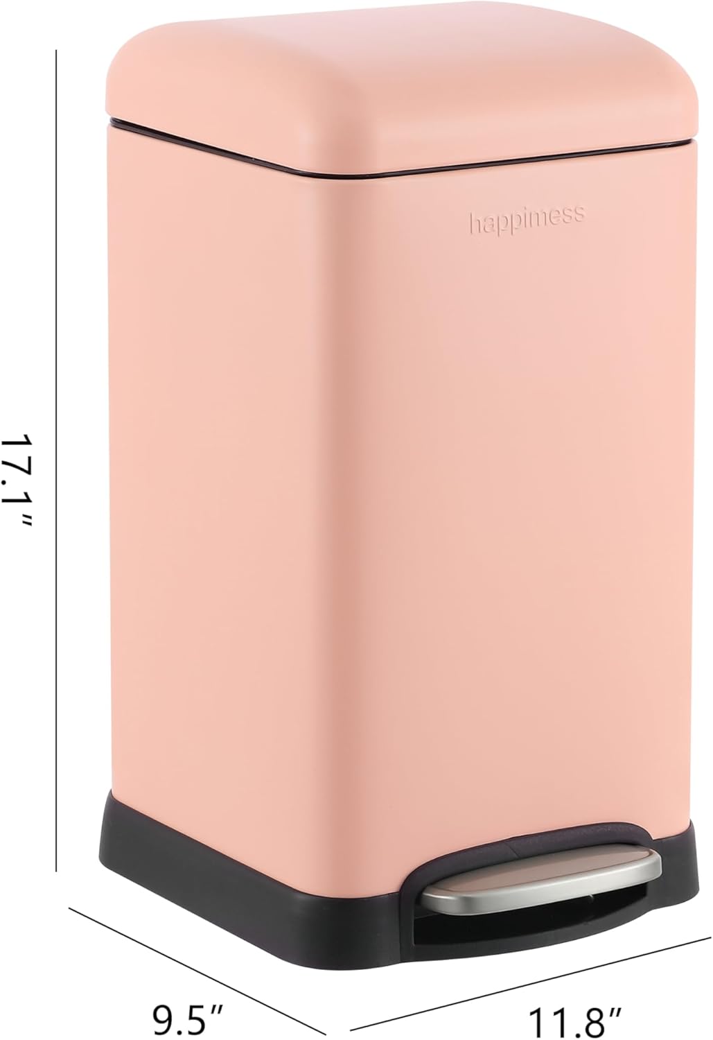 happimess HPM1012G Betty Retro Mini 3.2-Gallon Step-Open Trash Can, Fingerprint Resistant, Modern