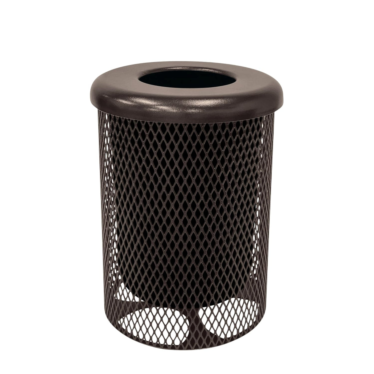 COATEDOUTDOORFURNITURE RFT-BRW Heavy Duty 32 Gallon Round Trash Receptacle, Liner Included, Brown