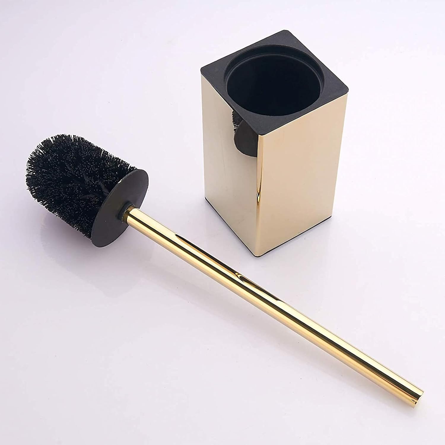 Toilet Brush Holder Stainless Steel 304 Standing Gold Square Toilet Brush Holder for Bathroom