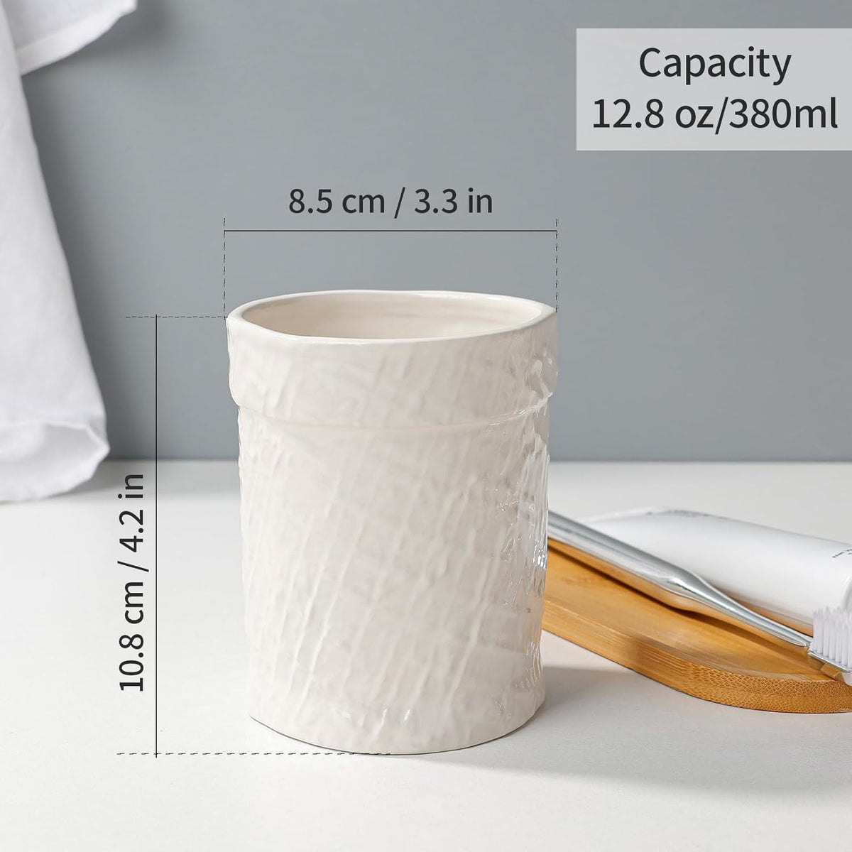 Toothbrush Holder, Tooth Brush Holder for Bathroom - Ceramic Toothbrush Cup Beige Toothbrush
