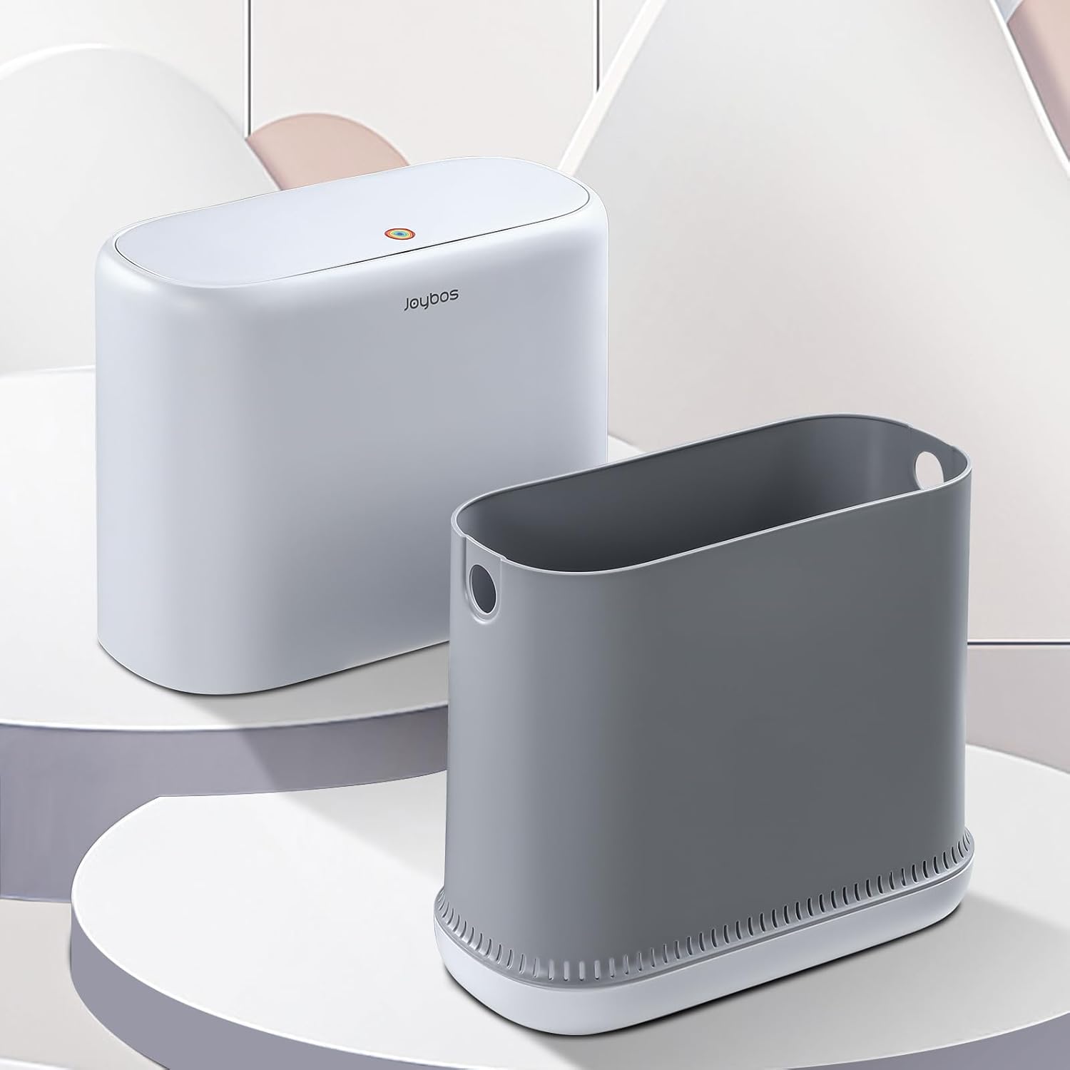JOYBOS Bathroom Trash Cans,Adsorption Garbage Can with Press Type Lid,10L Dogproof Slim Plastic