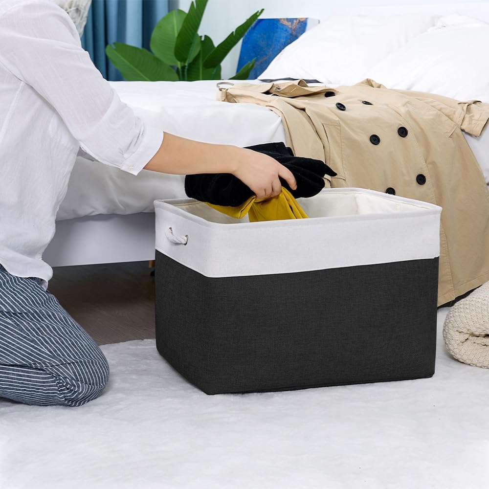 TheWarmHome Organization and Storage for Shelves - Extra Jumbo 3 Pack 20.5x15.7x13.8 inch Fabric