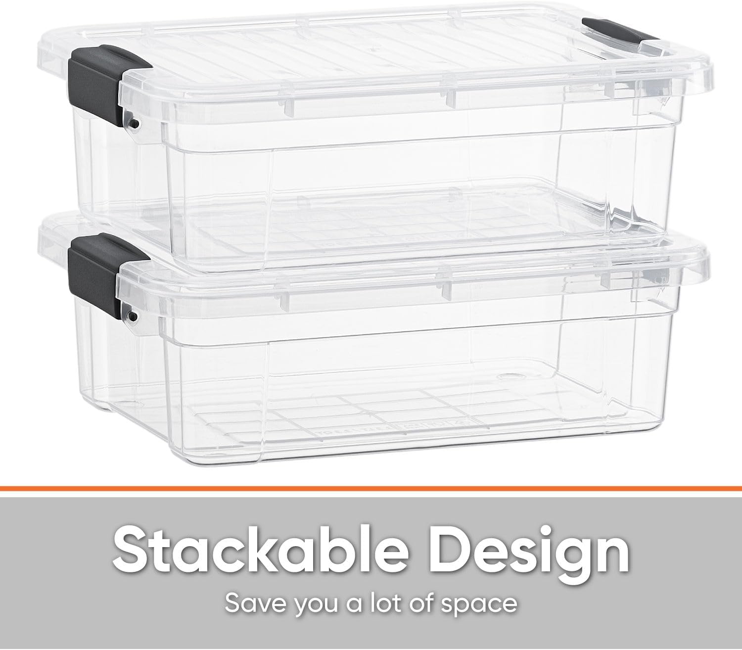 Superio Clear Storage Boxes with Lids, 1.27 Quart Plastic Container Bins for Organizing, Stackable