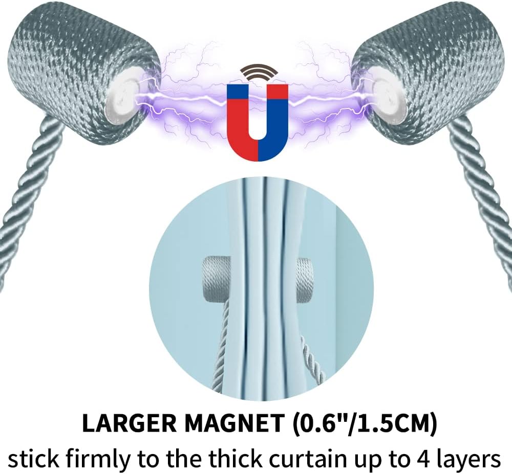 18 Inch Strong Magnetic Curtain Tiebacks, Curtain Holdbacks Modern Upgrade Strong 2021 New Twisted