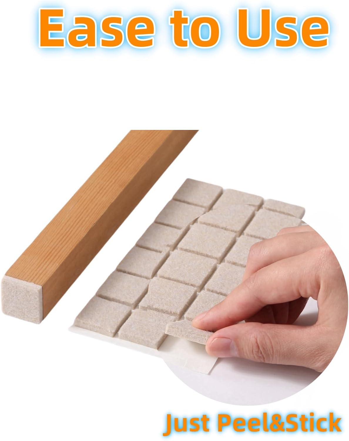 Furnigear Felt Furniture Pads for Hardwood Floor - Self Adhesive Chair Felt Pads, Floor Protector