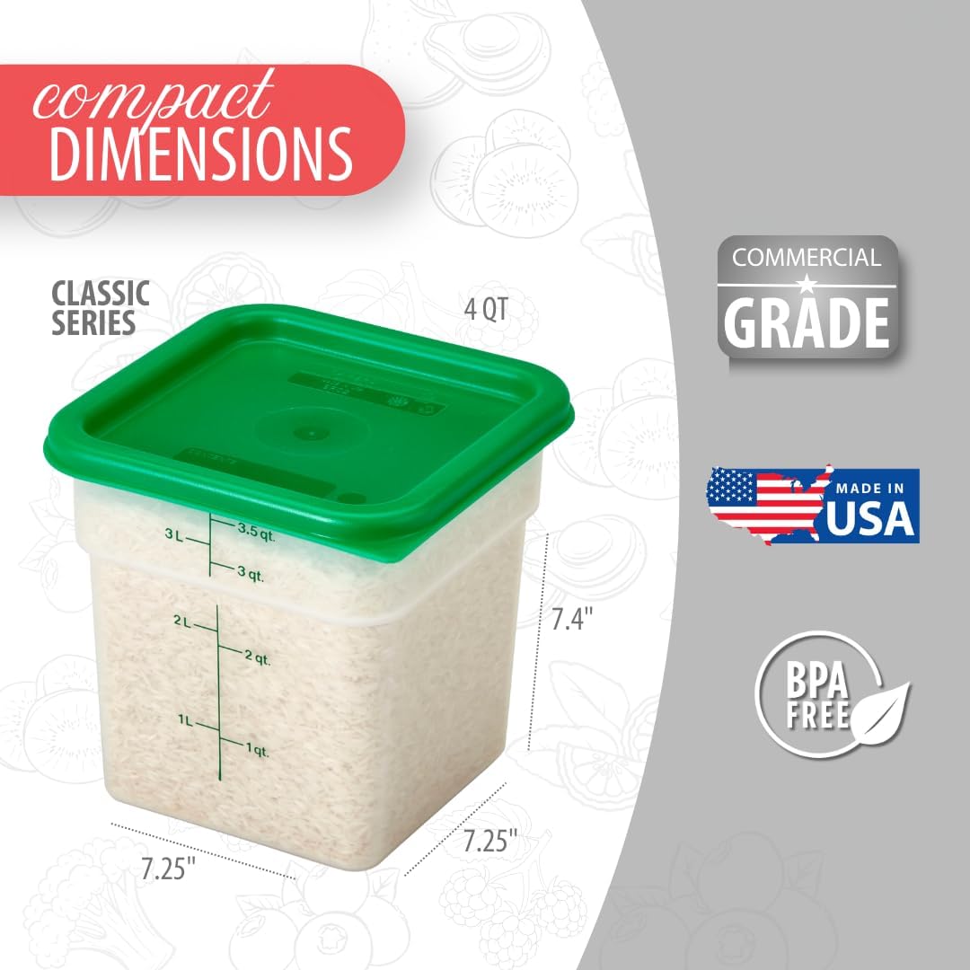 Cambro Food Storage Container with Lid (Microwave Safe and BPA-Free) - 2 Pack - Classic Series