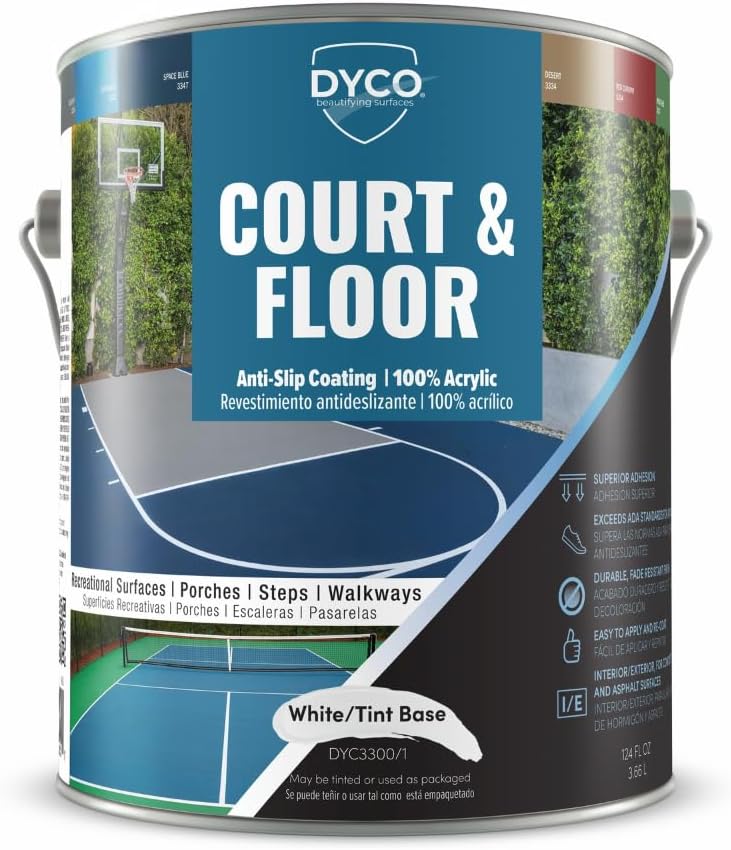 DYCO Court & Floor Anti-Slip Coating - Slip-Resistant Pavement, Cement & Concrete Paint for
